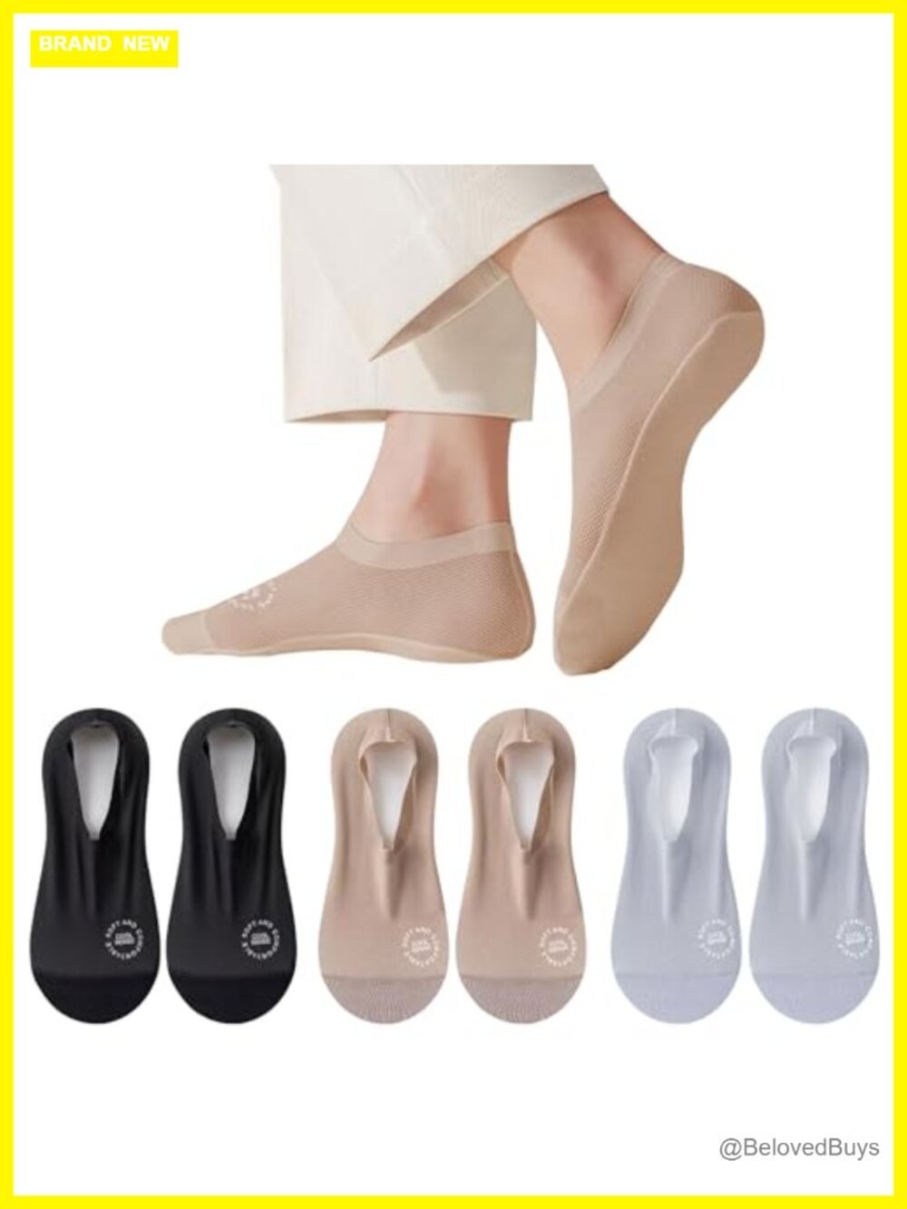 No Show Socks Women Thin Non Slip Liner Breathable Invisible Socks 6 Pairs